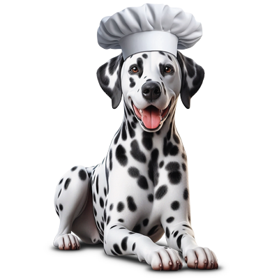 Dálmata con gorro de chef como imagen de premios para perros