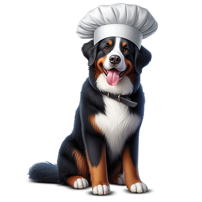 Perro con gorro de chef representando la gama Delicias Gentle Chef