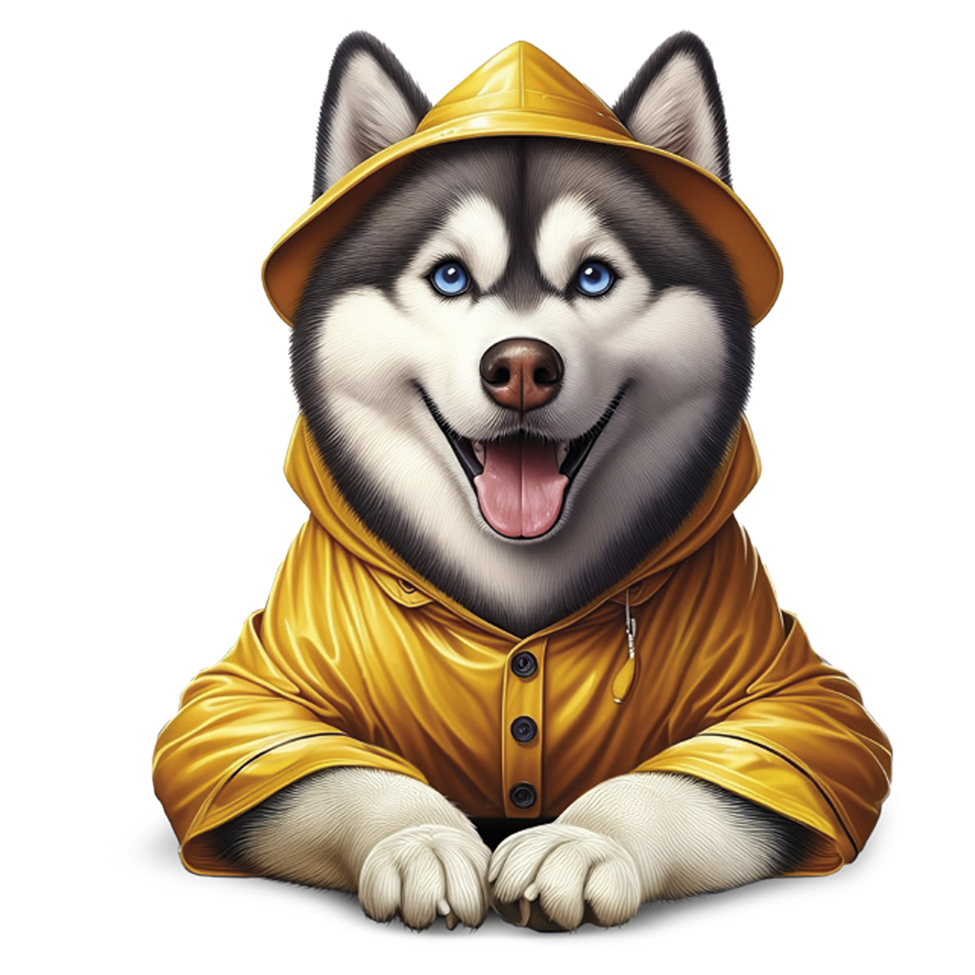 Perro adulto con sombrero amarillo representando un producto de aceite de salmón
