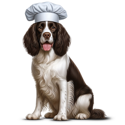 Perro con gorro de cocinero representando la gama Huesonudo