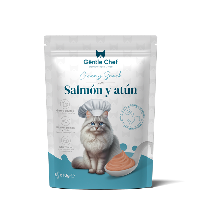 Bolsa de snack líquido de salmón para gatos Gentle Chef