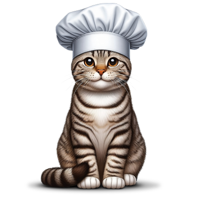 Gato atigrado con gorro de chef como imagen de premios rellenos